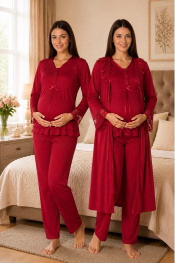 Effortt 2424 Vişne Lohusa Hamile Pijama Sabahlık Takım Effortt 2424 Vişne Lohusa Hamile Pijama Sabahlık Takım
